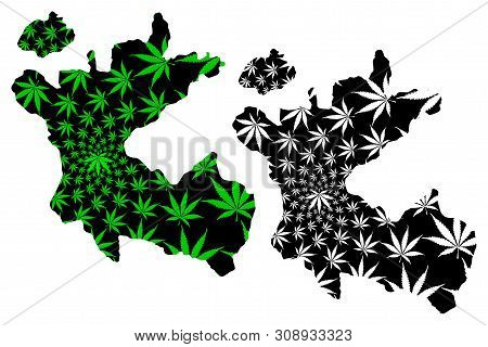 Dadra And Nagar Haveli (federated States, Republic Of India) Map Is Designed Cannabis Leaf Green And
