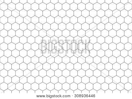Hexagon Seamless Pattern. Black Honeycomb On White Background. Golf Texture.
