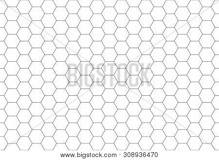 Hexagon Seamless Pattern. Black Honeycomb On White Background. Golf Texture.