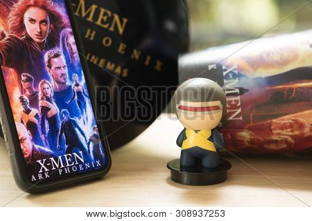 Bangkok,thailand - June 30, 2019: Advertising For The Movie Called X-men Dark Phoenix With Toy Model