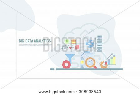Web Design Template With Flat Icons Of Big Data Concept - Vector Illustration.