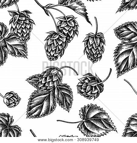 Seamless Pattern With Black And White Hop Stock Illustration