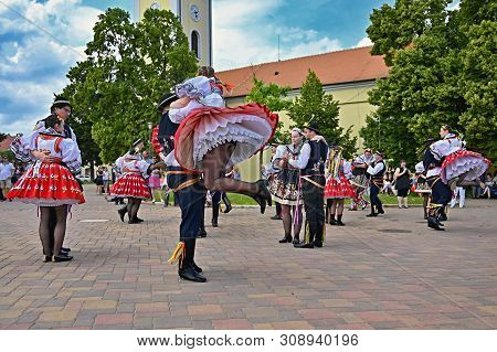 Brno - Bystrc, Czech Republic, June 22, 2019. Traditional Czech Feast. Folk Festival. Girls And Boys