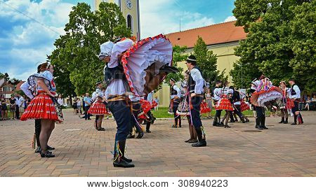 Brno - Bystrc, Czech Republic, June 22, 2019. Traditional Czech Feast. Folk Festival. Girls And Boys