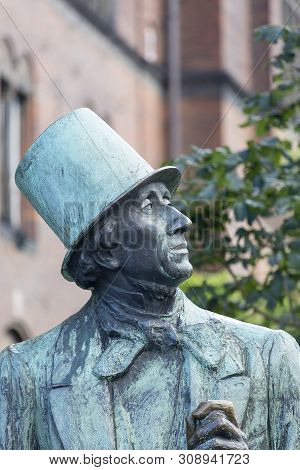 Copenhagen, Denmark - July 22, 2019: Hans Christian Andersen Statue, Famous Danish Fabulist