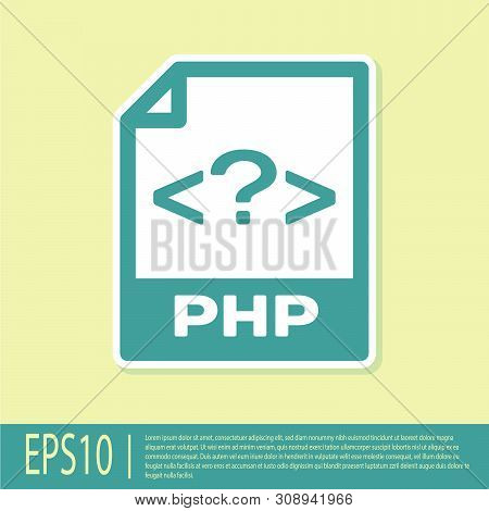 Green Php File Document Icon. Download Php Button Icon Isolated On Yellow Background. Php File Symbo