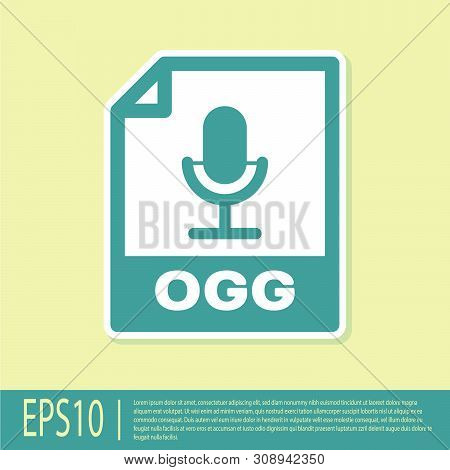 Green Ogg File Document Icon. Download Ogg Button Icon Isolated On Yellow Background. Ogg File Symbo