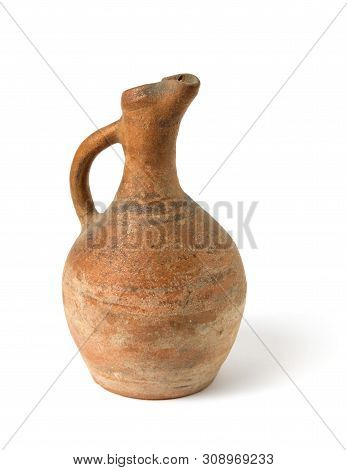 A Traditional Georgian Clay Wine Jug On A White Background, Isolated