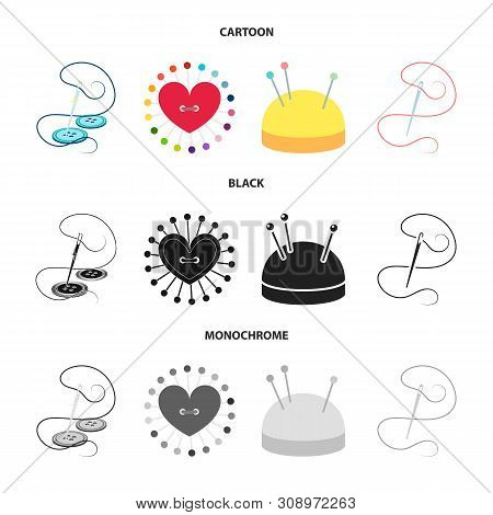 Vector Design Of Pin And Sewing Logo. Set Of Pin And Sketch Stock Vector Illustration.