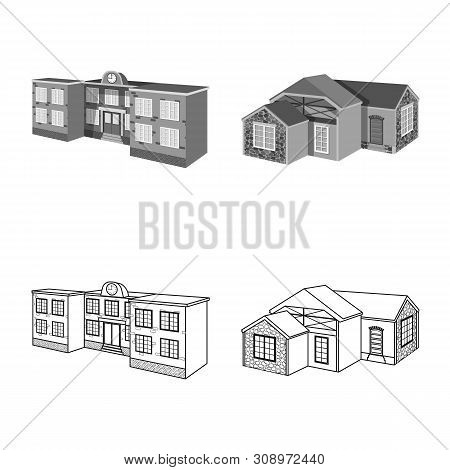 Vector Design Of Facade And Housing Icon. Set Of Facade And Infrastructure Vector Icon For Stock.