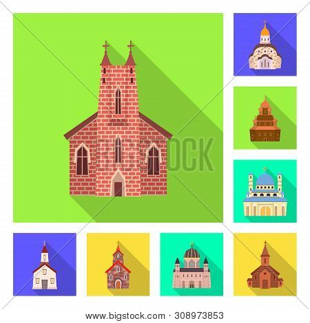 Vector Design Of Cult And Temple Sign. Collection Of Cult And Parish Stock Vector Illustration.