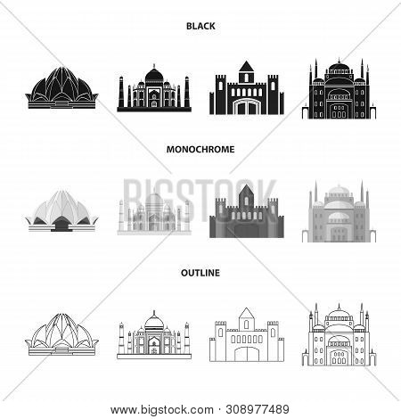 Vector Illustration Of Town And Chinatown Sign. Set Of Town And Asian Vector Icon For Stock.