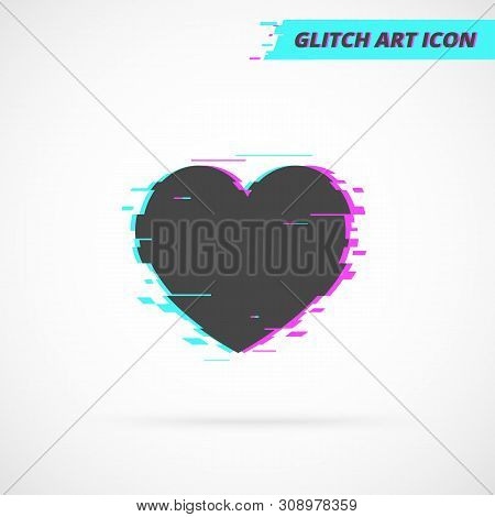 Heart Vector Icon In Glitch Art Style