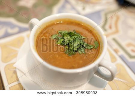 Bowl Of Kharcho Soup In Georgian Restaurant