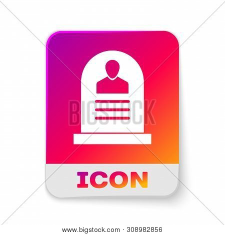 White Tombstone With Rip Written On It Icon Isolated On White Background. Grave Icon. Rectangle Colo