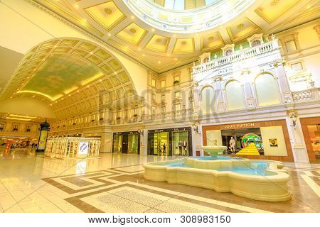 Doha, Qatar - February 21, 2019: Louis Vuitton In Villaggio Mall, A Shopping Center In Aspire Zone B