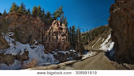 Russia. Mountain Altai. Roads Aktash-ulagan In The Area Of The Gorge 