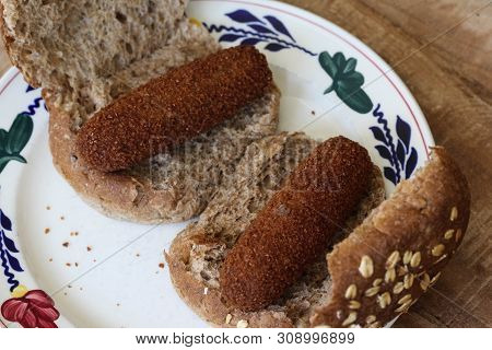Deep Fried Dutch Croquette Filled With Beef, Called 
