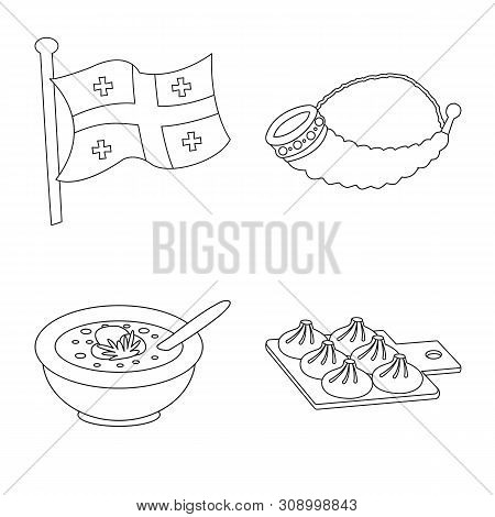 Vector Design Of Traditions And National Sign. Set Of Traditions And Sightseeing Vector Icon For Sto