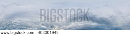 Sky Panorama On Overcast Rainy Day With Nimbostratus Clouds In Seamless Spherical Equirectangular Fo