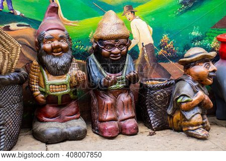 Raquira, Colombia - February 2021. Beautiful Handiccrafts At The Small Town Of Raquira. The City Of