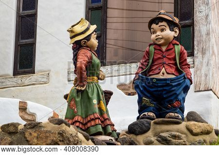 Raquira, Colombia - February 2021. Beautiful Handiccrafts At The Small Town Of Raquira. The City Of
