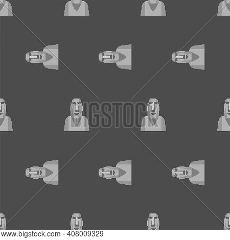 Moai Pixel Art Pattern Seamless. Easter Island Idol 8 Bit Background. Ancient Statues Texture. Vecto