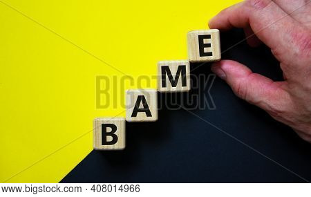 Bame Symbol. Abbreviation Bame, Black, Asian And Minority Ethnic On Wooden Cubes. Beautiful Yellow A