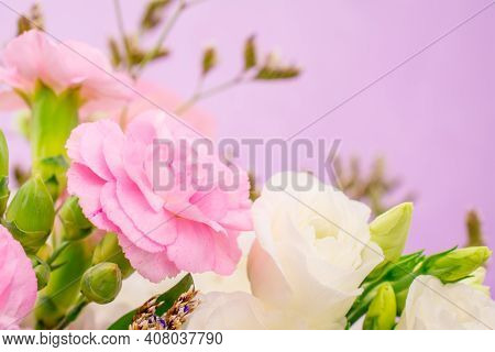 Bouquet Of Beautiful  Flower  On Pink Background