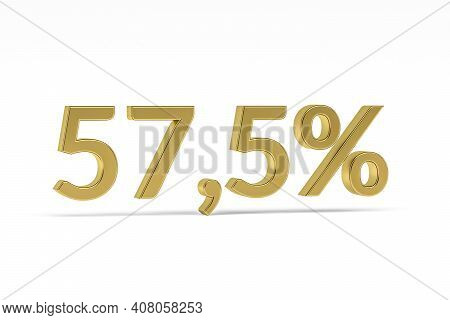 Gold Digit Fifty-seven Point Five With Percent Sign - 57,5% Isolated On White - 3d Render