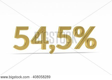 Gold Digit Fifty Four Point Five With Percent Sign - 54,5% Isolated On White - 3d Render