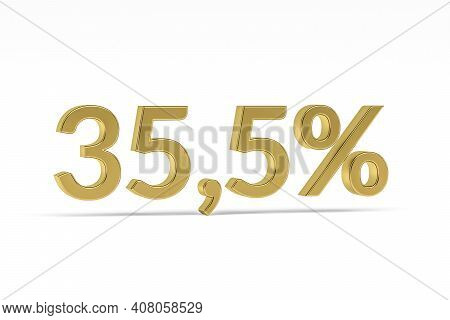 Gold Digit Thirty-five Point Five With Percent Sign - 35,5% Isolated On White - 3d Render