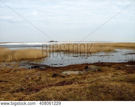 Chudskoe Lake Ice Site Winter Ice Day
