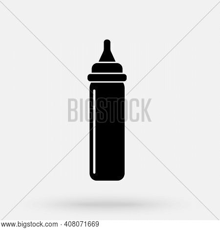 Feeding Bottle Icon In Black Flat Style, Baby Symbol, Milk Bottle Icon Vector Illustration.