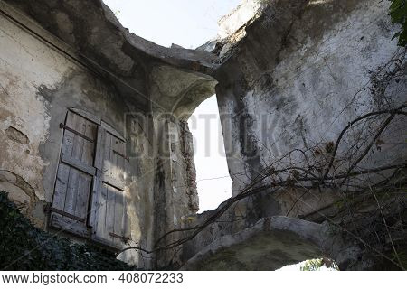 Bussana Vecchia (im), Italy - December 12, 2017: An Old House In Bussana Vecchia, Imperia, Liguria, 