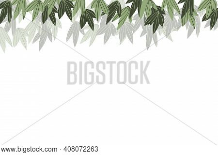 Floral Frame With Colorful Exotic Branches On White Background. Ornate Border With Tropic Leaves. Ve