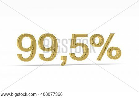 Gold Digit Ninety-nine Point Five With Percent Sign - 99,5% Isolated On White - 3d Render