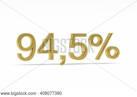 Gold Digit Ninety Four Point Five With Percent Sign - 94,5% Isolated On White - 3d Render