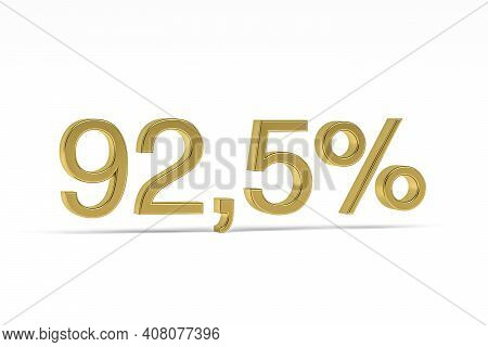 Gold Digit Ninety-two Point Five With Percent Sign - 92,5% Isolated On White - 3d Render