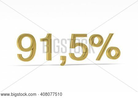Gold Digit Ninety-one Point Five With Percent Sign - 91,5% Isolated On White - 3d Render