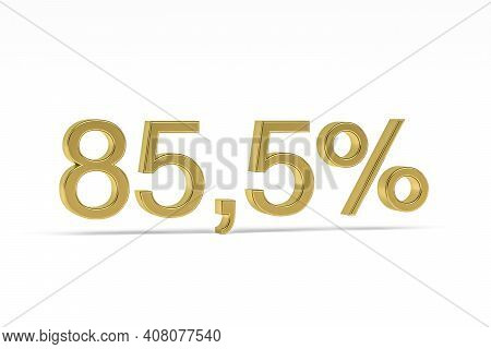 Gold Digit Eighty-five Point Five With Percent Sign - 85,5% Isolated On White - 3d Render