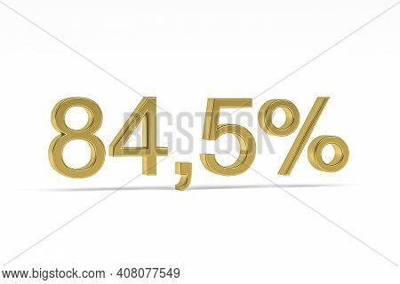 Gold Digit Eighty Four Point Five With Percent Sign - 84,5% Isolated On White - 3d Render