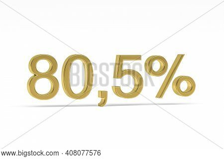 Gold Digit Eighty Point Five With Percent Sign - 80,5% Isolated On White - 3d Render