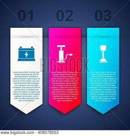 Set Car Battery, Air Pump And Gear Shifter. Business Infographic Template. Vector