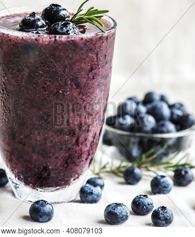 Blueberry Smoothie Close Up Shot High Quality