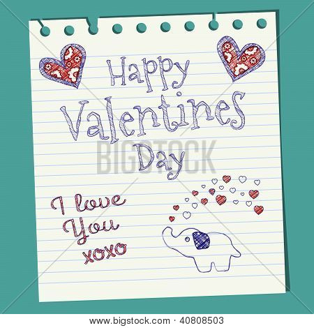 Happy Valentines Day Gekritzel auf Briefpapier
