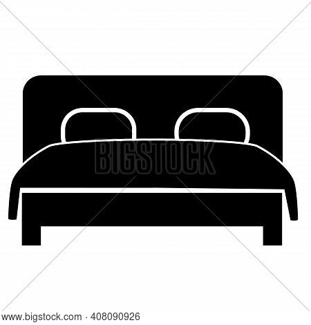 Double Bed Icon On White Background. Double Bed Sign. Flat Style. Double Hotel Room Symbol.