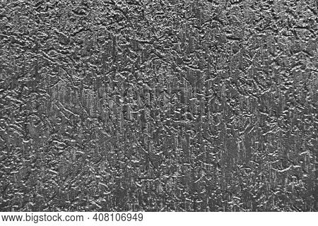 Dark Paint Textured Wall Closeup. Grey Background.