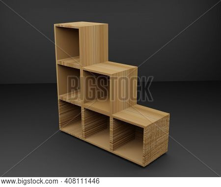 3d Rendering Step Rectangle Wooden And Full Color Background Mock Up
