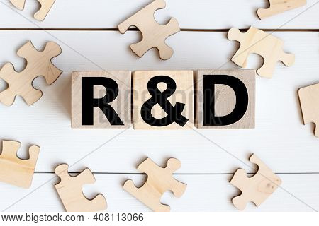 R D . Research Development, Business, Finance Conceptual.